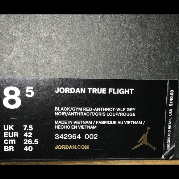 Jordan True Flight, Men’s 8.5, Black/Red/Gray Excellent Condition - Picture 7 of 8